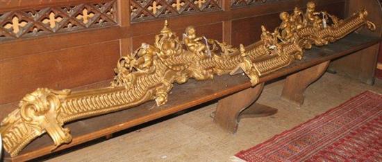 Set of three late 19th century gilt gesso pelmets, largest 6ft 3in.(-)